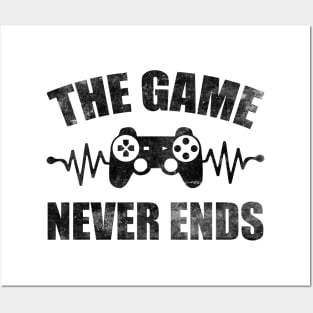 game never ends heartbeat controller gamer quote gaming Posters and Art